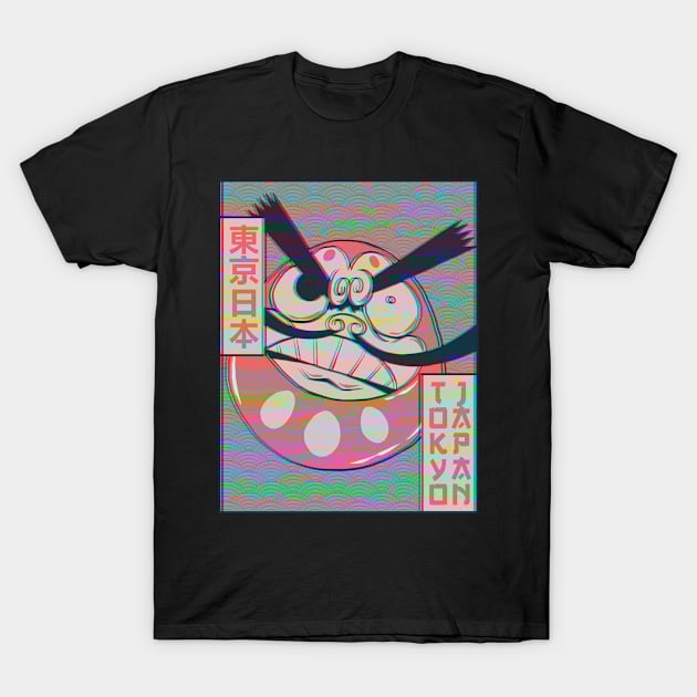 Daruma Doll Tokyo Japan Vaporwave Aesthetic Vintage Gift T-Shirt by Alex21